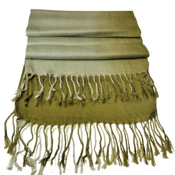 NEW Olive Green Graduating Color Scarf Viscose Shawl - Picture 6 of 7